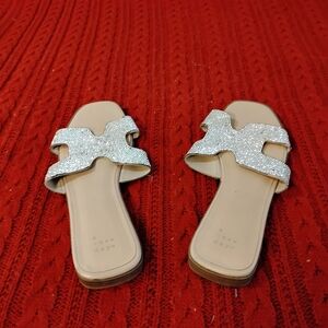 A New Day Women's Silver Slide Sandals